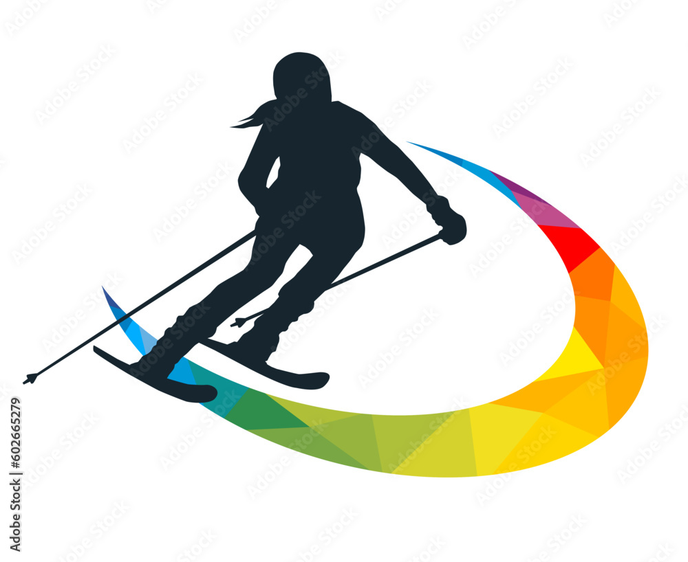Ski sport graphic for use as a template for flyer or for use in web design.
