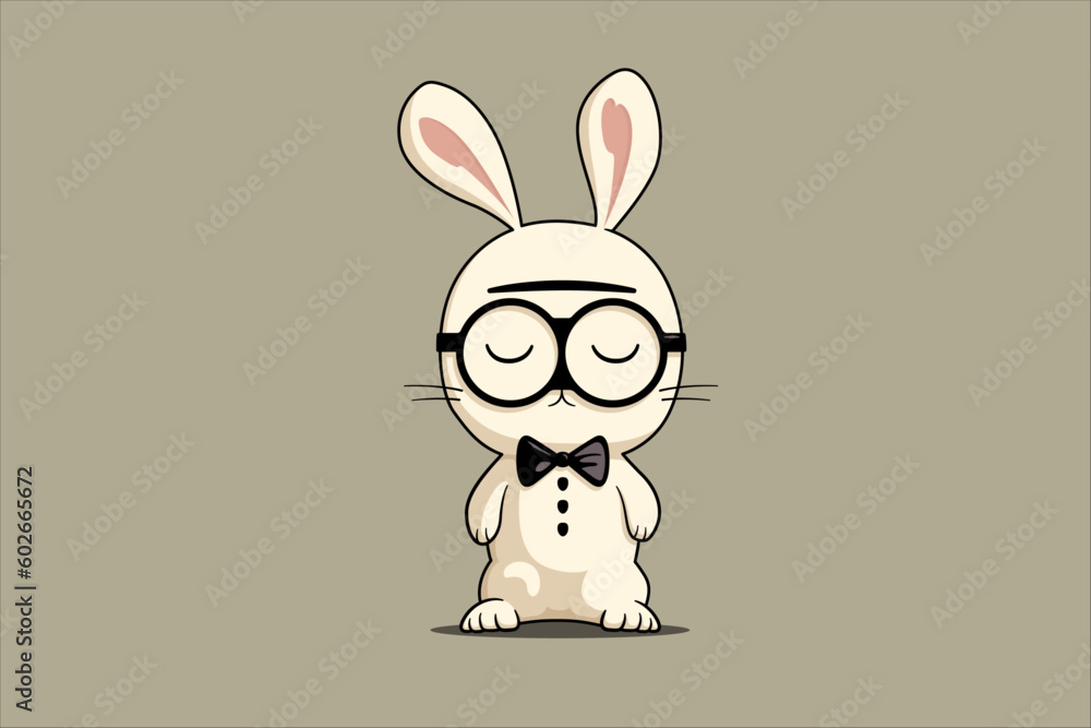 Cute rabbit with gray background