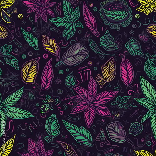 Seamless Colorful Marijuana Pattern.

Seamless pattern of marijuanas in colorful style. Add color to your digital project with our pattern!