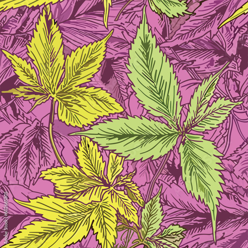 Seamless Colorful Marijuana Pattern.Seamless pattern of marijuanas in colorful style. Add color to your digital project with our pattern!
