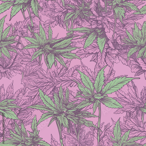 Seamless Colorful Marijuana Pattern.

Seamless pattern of marijuanas in colorful style. Add color to your digital project with our pattern!