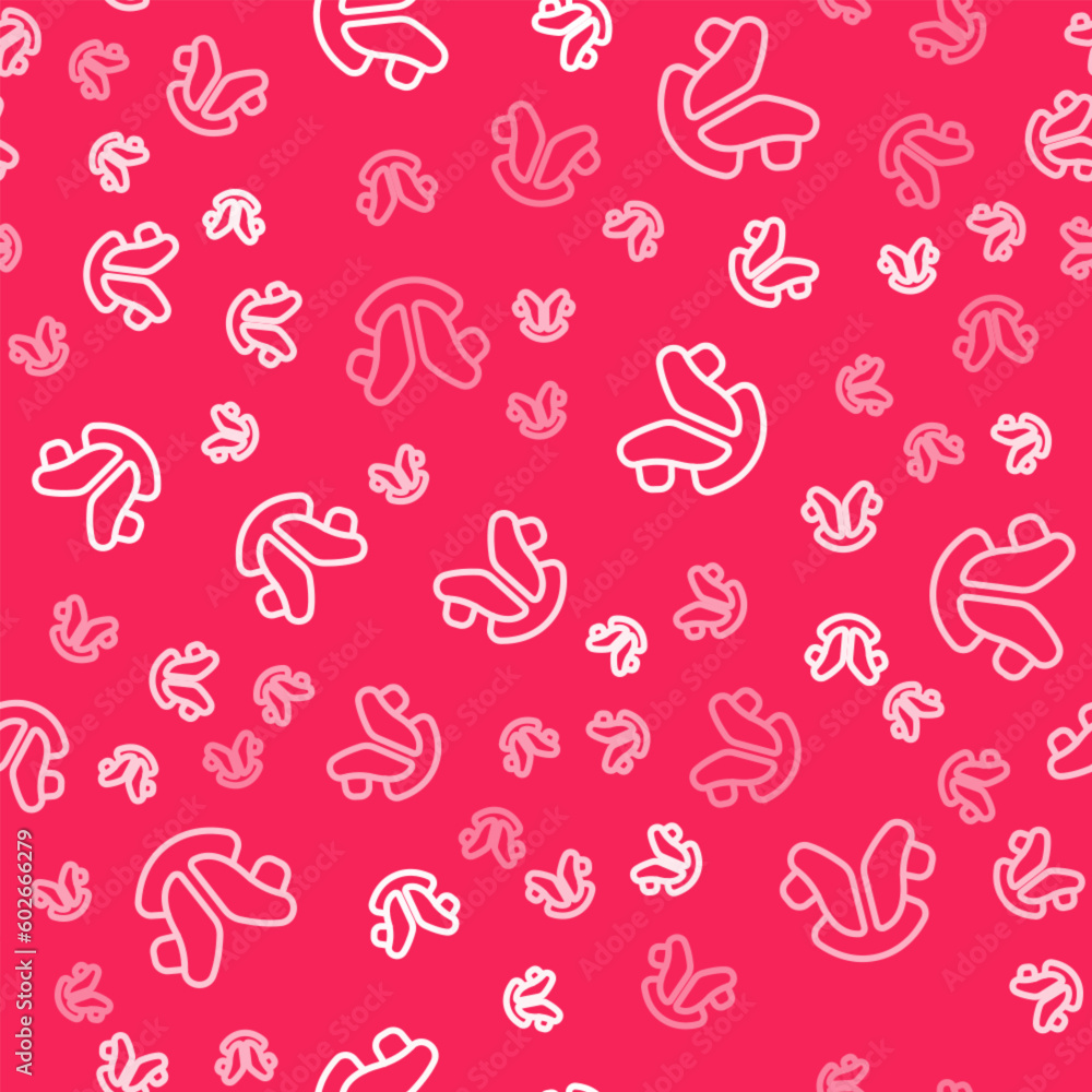 White line Dental tooth plate icon isolated seamless pattern on red background. Vector White line Dental tooth plate icon isolated seamless pattern on red background. Vector