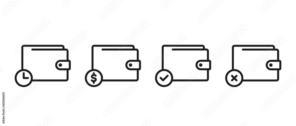 Wallet vector icons set. Outline wallet sign and symbol isolated Wallet vector icons set. Outline wallet sign and symbol isolated