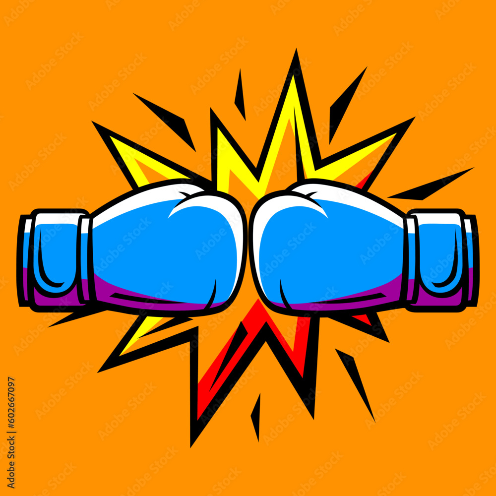 Vetor de Emblem with boxing gloves. Box club label. Sport illustration