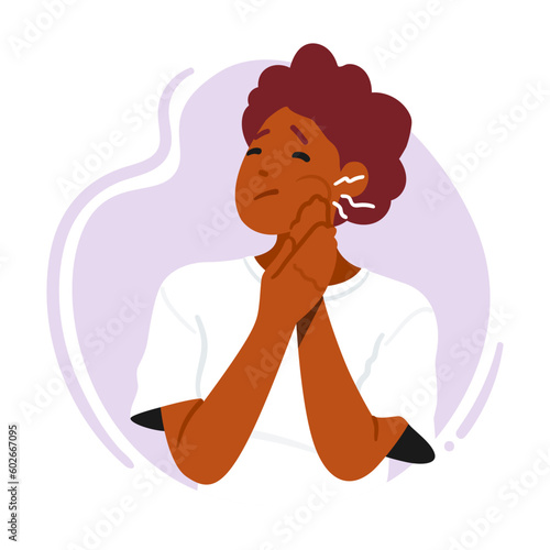 Sharp Pain Radiates Through Woman's Jaw As Toothache Strikes, Causing Discomfort And Sensitivity, Vector Illustration