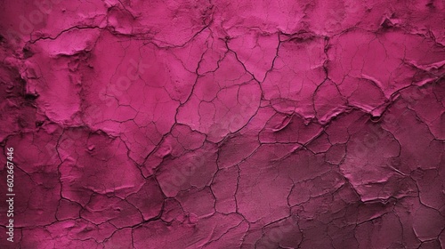Black raspberry red rough painted surface. Toned old wall. Viva magenta color. Trend 2023. Close-up. Dark colorful grunge texture background for design. Brush strokes. Distressed, dirty, grain