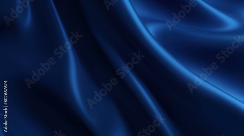 Abstract dark blue background. Silk satin. Navy blue color. Elegant background with space for design. Soft wavy folds