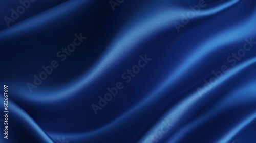 Abstract dark blue background. Silk satin. Navy blue color. Elegant background with space for design. Soft wavy folds