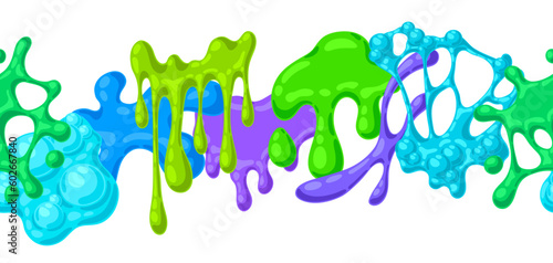 Blots and drips slime pattern. Toxic mucus smudges streaks and blotch.