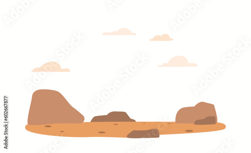 Dry, Arid, Barren Landscape, Dotted With Boulders And Stones Of Various Sizes, With No Vegetation Or Signs Of Life