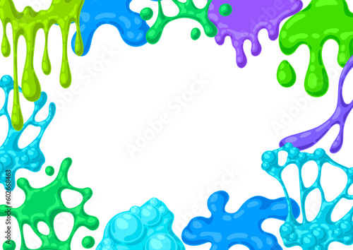 Blots and drips slime background. Toxic mucus smudges streaks and blotch.