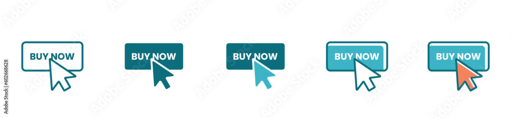 simple buy now icon set with pointer clicking the button vector flat modern design simple buy now icon set with pointer clicking the button vector flat modern design