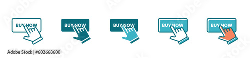 Hand pointer clicking buy now icon button vector purchase product symbol