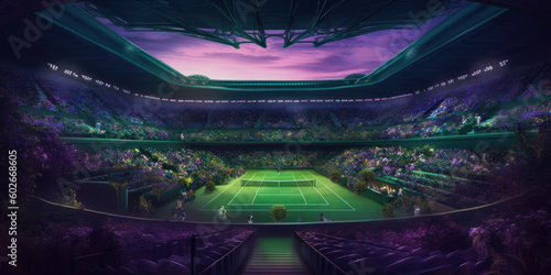Wimbledon Art: Dark Green and Dark Purple Concept Wallpaper. Generative AI photo