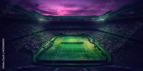 Abstract Design: Dark Green and Dark Purple Wimbledon Wallpaper. Generative AI photo