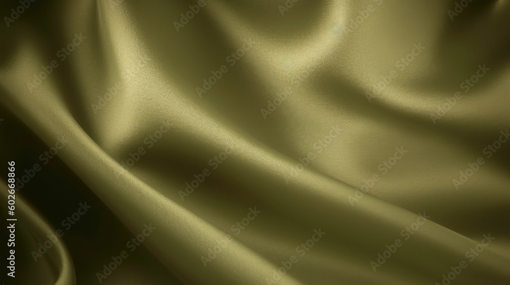 Fototapeta premium Green brown silk satin. Gradient. Olive color. Luxury abstract background for design. Light dark shade. Matte, shimmer. Curtain. Drapery. Clouse-up