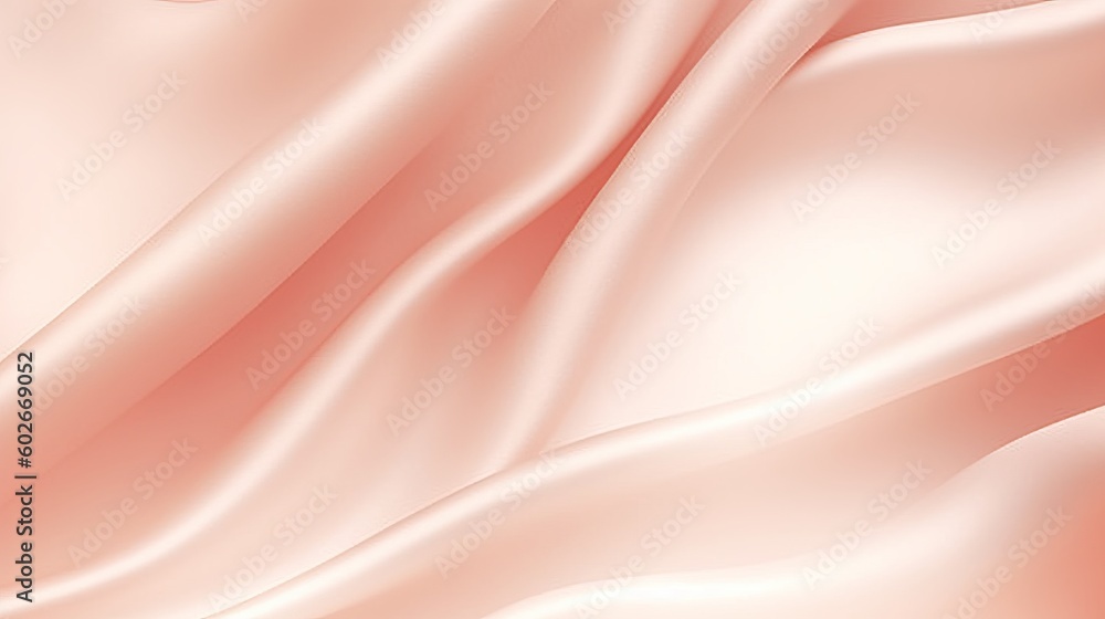 Obraz premium Light pale tender peach pink beige white silk satin fabric. Elegant luxury abstract background for design. Color gradient. Lines. Curtain. Drapery. Soft folds. Gentle. Template. Baby birthday, newborn