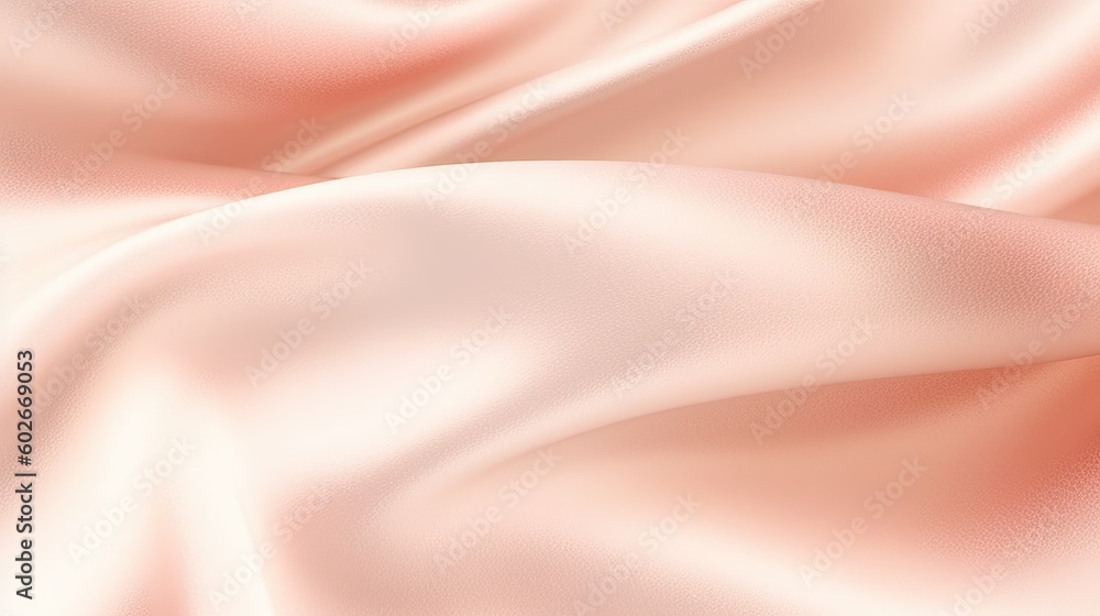 Fototapeta premium Light pale tender peach pink beige white silk satin fabric. Elegant luxury abstract background for design. Color gradient. Lines. Curtain. Drapery. Soft folds. Gentle. Template. Baby birthday, newborn