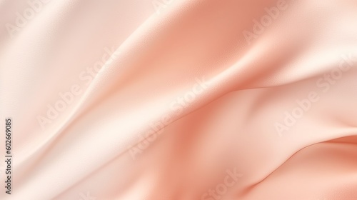 Light pale tender peach pink beige white silk satin fabric. Elegant luxury abstract background for design. Color gradient. Lines. Curtain. Drapery. Soft folds. Gentle. Template. Baby birthday, newborn