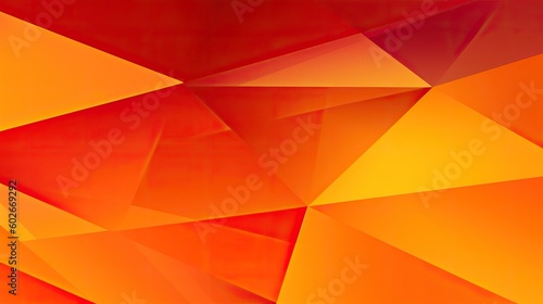Yellow orange red abstract background for design. Geometric shapes. Triangles, squares, stripes, lines. Color gradient. Modern, futuristic. Light dark shades. Web banner.