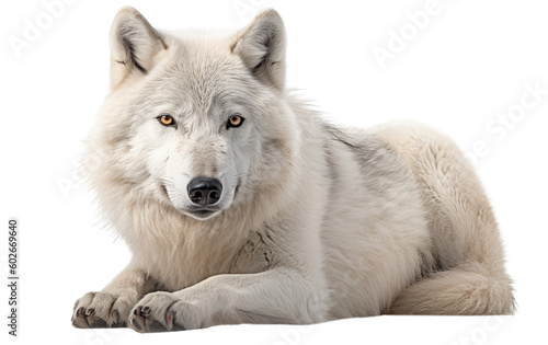 White Wolf Lying Down on Transparent Background  AI Generative