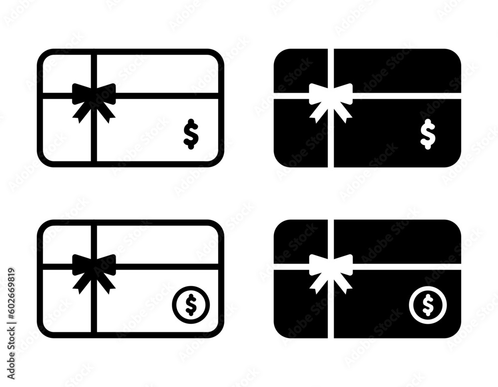 Gift card vector icon set. Shopping gift card or special certificate symbol Gift card vector icon set. Shopping gift card or special certificate symbol