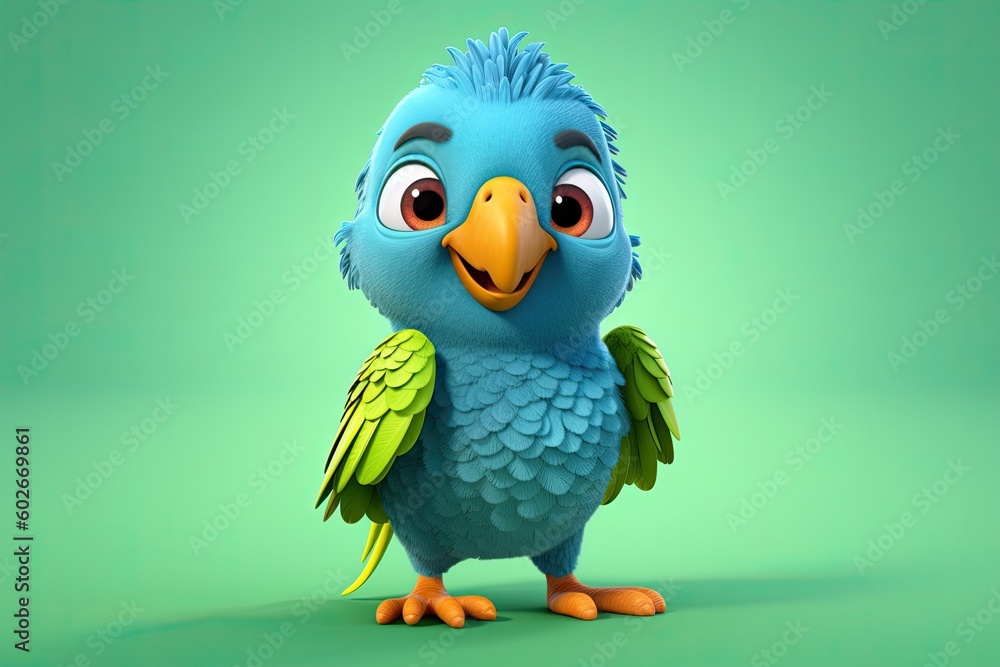 Cute Cartoon Parrot Character