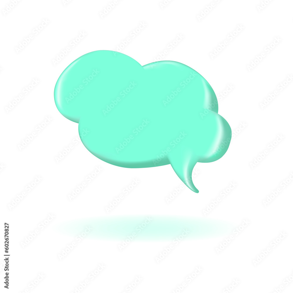 3D render turquoise retro speech bubble, cloud 3D render turquoise retro speech bubble, cloud