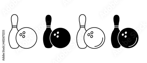 Valokuva Bowling vector icon set