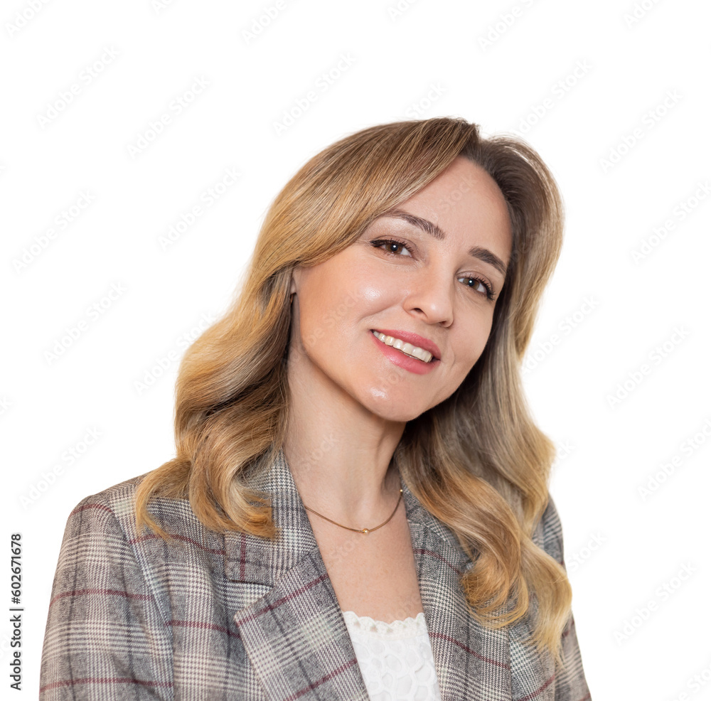 Portrait of a blonde girl. Woman with curls. Portrait of a blonde girl. Woman with curls.