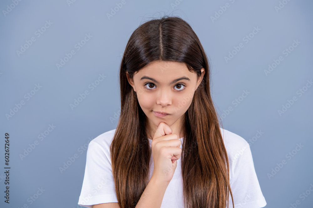 thoughtful teenager girl isolated on grey. thoughtful teenager girl in studio. thoughtful teenager girl isolated on grey. thoughtful teenager girl in studio.