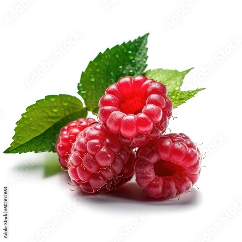 Raspberry isolated on white background. Generative AI