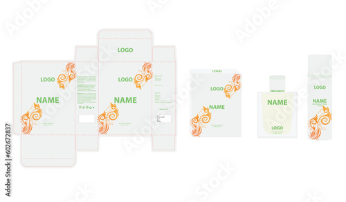 Packaging design, luxury perfume box, deo design mock up box. Illustration vector.