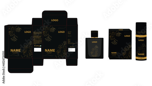 Packaging design, luxury perfume box, deo design mock up box. Illustration vector.