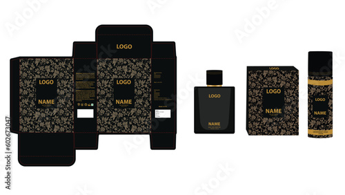 Packaging design, luxury perfume box, deo design mock up box. Illustration vector.