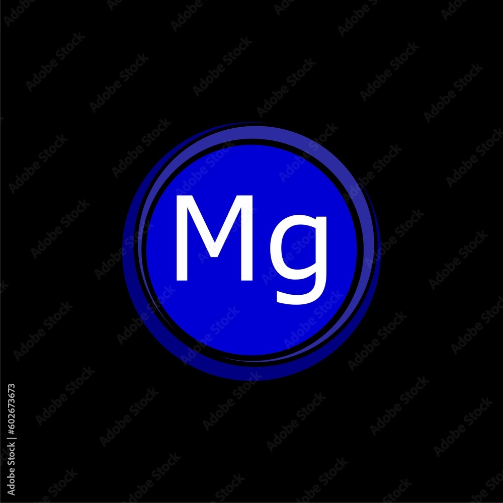 Magnesium chemical element in a circle icon isolated on black background