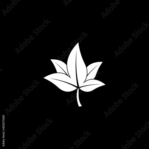 Leaf simple icon isolated on black background 