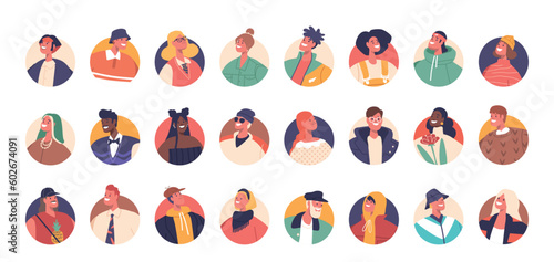 Collection Of Diverse People Avatars, Each Character With Unique Clothing, Accessories And Expressions