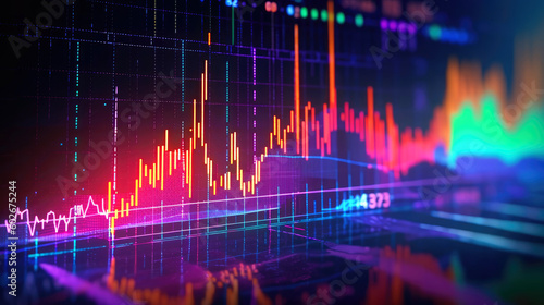 Stock market and trading, digital graph. Generative AI