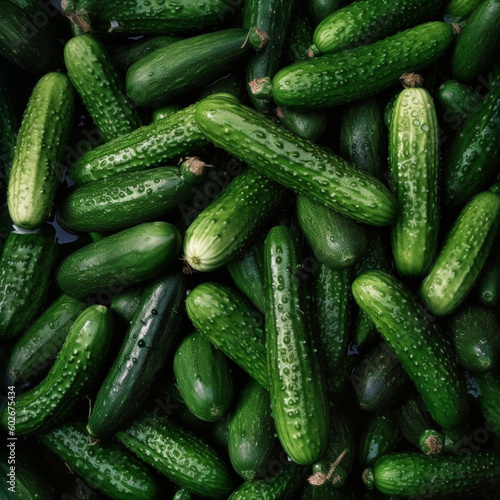 Fresh cucumbers. Generative AI.