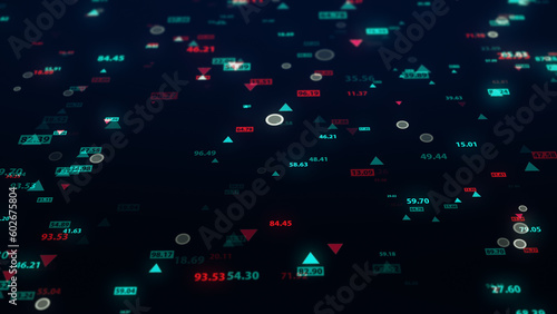 3d rendering of stock market data on a dark background