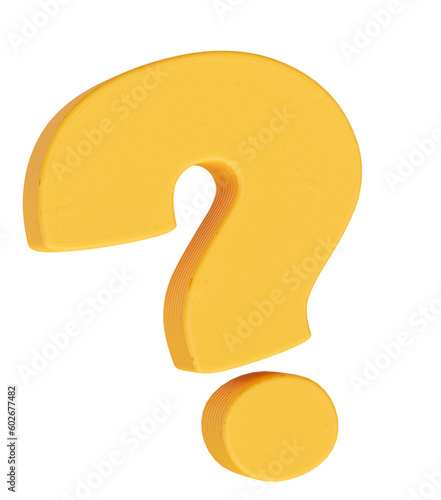 Question mark, yellow colored line pattern question mark.Png questionmark. PNG, 3D render.