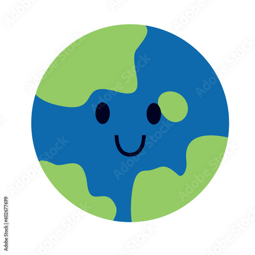 World character icon. Smile word. Happy world. Earth icon. Flat design. Smile character. Vector. Illustration.. Ready to use. Easy to customize.