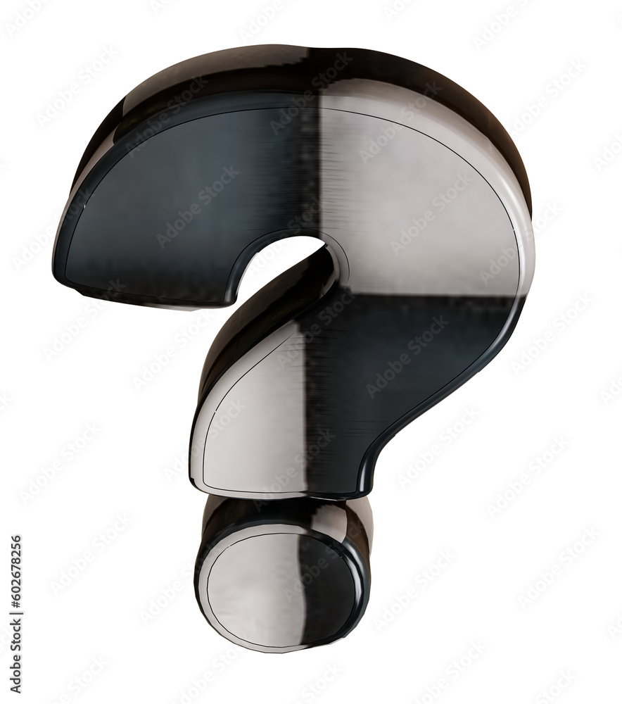 Question mark, black and white upholstered, 3d question mark in