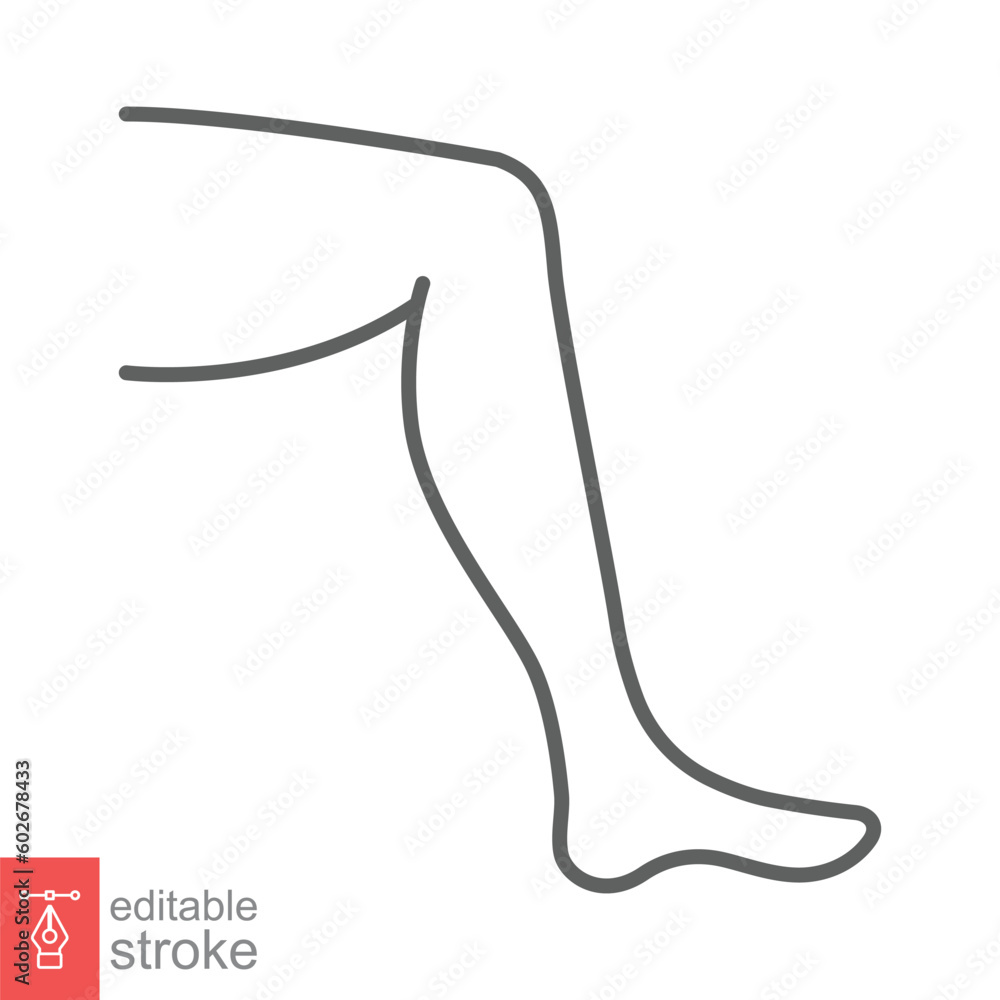 Leg icon. Simple outline style. Woman knee, foot, ankle, elegant, beautiful concept. Thin line symbol. Vector illustration isolated on white background. Editable stroke EPS 10. Leg icon. Simple outline style. Woman knee, foot, ankle, elegant, beautiful concept. Thin line symbol. Vector illustration isolated on white background. Editable stroke EPS 10.