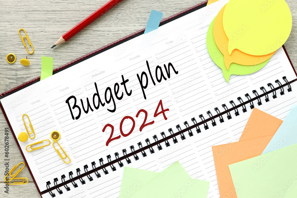 Budget plan 2024. text on the diary. Budget planning concept Budget plan 2024. text on the diary. Budget planning concept