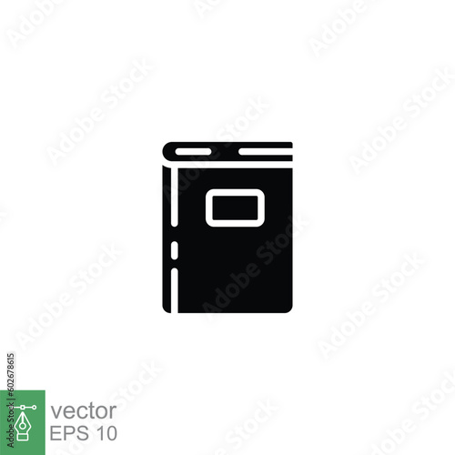 Dictionary book icon. Simple solid style. Literature, school library, encyclopedia, learning concept. Black silhouette, glyph symbol. Vector illustration isolated on white background. EPS 10.