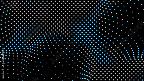 Dome-shaped protrusion part seine by stretching mesh for the illusion three-dimensional deformation of the surface. Screen media video trippy. Mesh LCD display. Scale size different hole space.