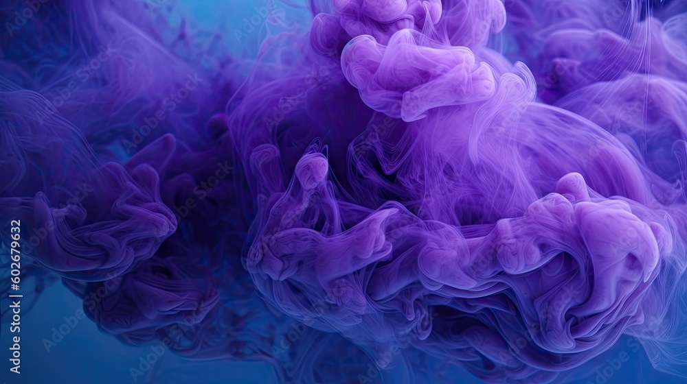 Fototapeta premium Blue and purple smoke background in an abstract canvas style. Generative AI
