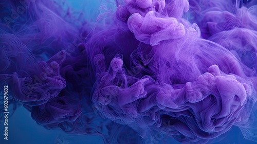 Blue and purple smoke background in an abstract canvas style. Generative AI